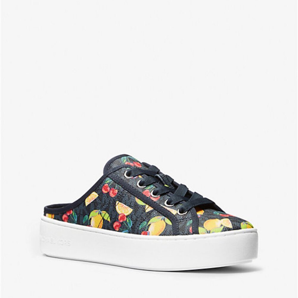 Michael Kors Poppy Logo Slip-On Slide Sneaker Navy Multi